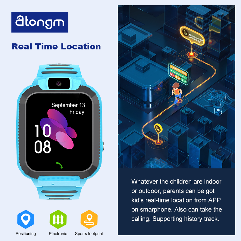 atongm Children Smart Watch 2G Voice Call LBS Tracker Location Sim Card Camera Waterproof IP67