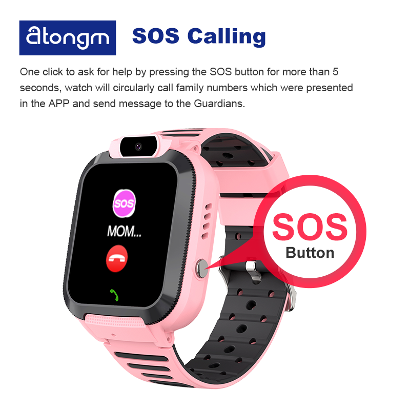 atongm Children Smart Watch 2G Voice Call LBS Tracker Location Sim Card Camera Waterproof IP67