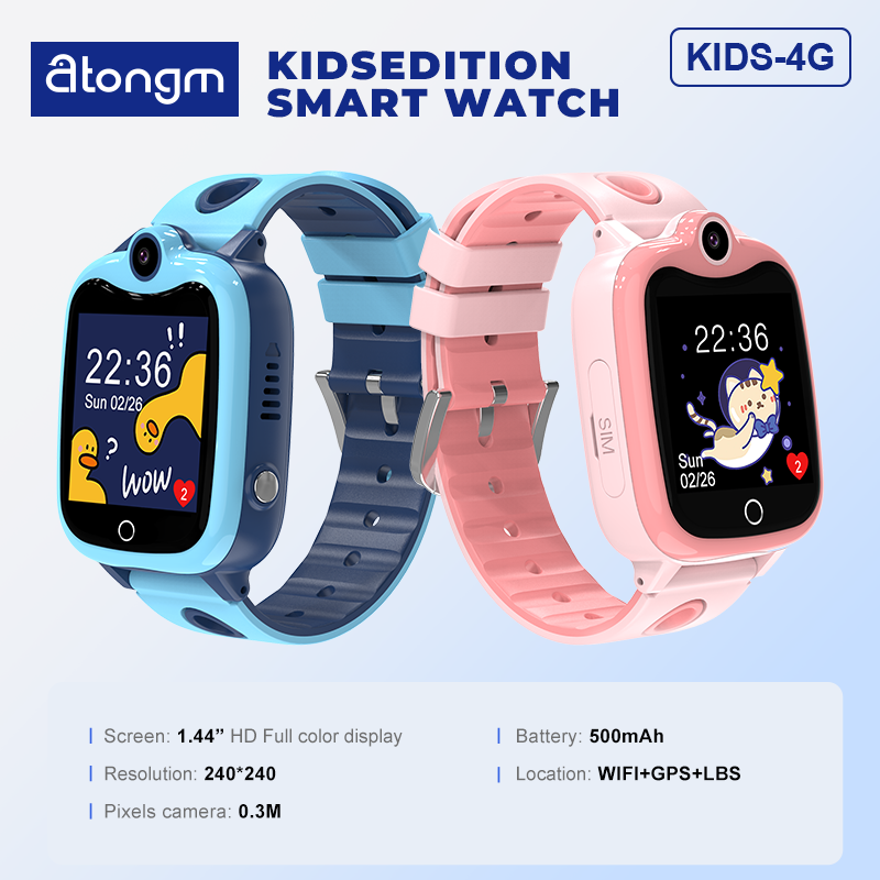 atongm Children Smart Watch 4G Video Call LBS Tracker Location Sim Card Camera IP67 Waterproof