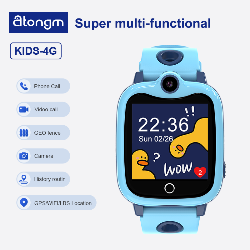atongm Children Smart Watch 4G Video Call LBS Tracker Location Sim Card Camera IP67 Waterproof