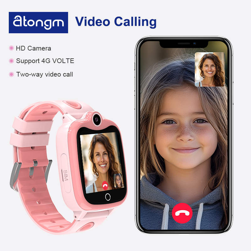 atongm Children Smart Watch 4G Video Call LBS Tracker Location Sim Card Camera IP67 Waterproof