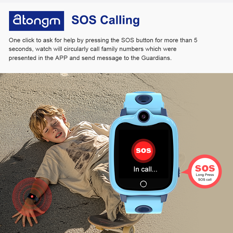 atongm Children Smart Watch 4G Video Call LBS Tracker Location Sim Card Camera IP67 Waterproof
