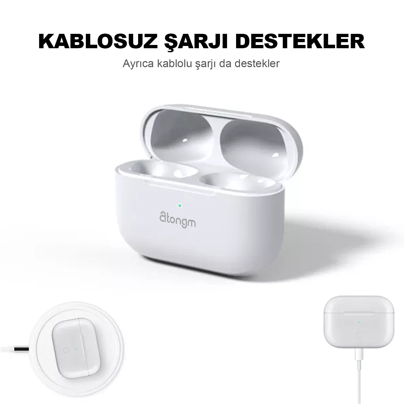 سماعات بلوتوث لاسلكية من اتونج ام اير 9 برو ايه ان سي لخفض الضوضاء النشط ، شحن لاسلكي متوافق مع IOS / Android