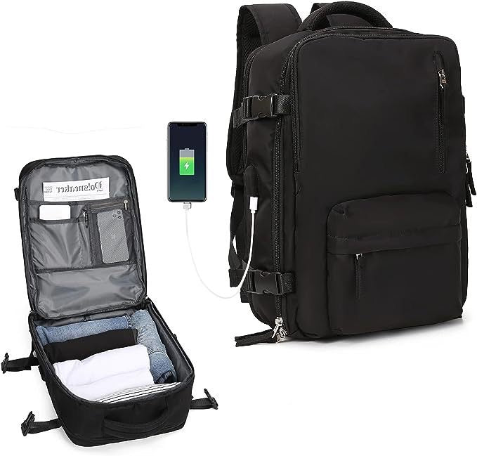 Seyahat Sırt Çantası Uçuş için Kişisel Eşya Çantası Taşıma Onaylı, Erkekler Kadınlar için 35L El Bagajı Bavul Su Geçirmez Haftasonu Çantası