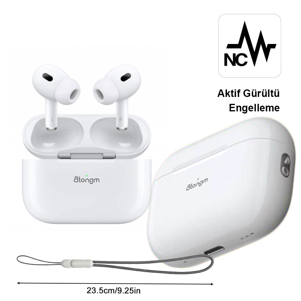 سماعات رأس لاسلكية بتقنية بلوتوث من atongm Air 10 Pro ANC مع خاصية إلغاء الضوضاء النشطة - متوافقة مع الشحن اللاسلكي لأجهزة iOS وAndroid