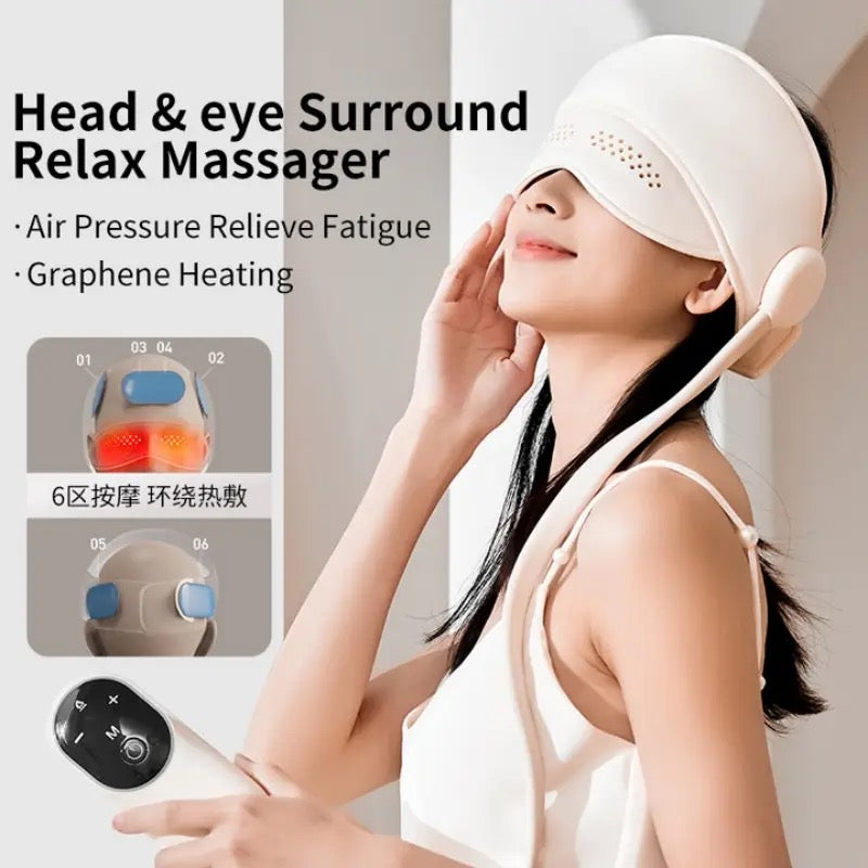 Elektrikli hava basıncı kafa masajı grafen ısıtmalı göz sıcak kompres uyku kafa rahatlamasına yardımcı olur