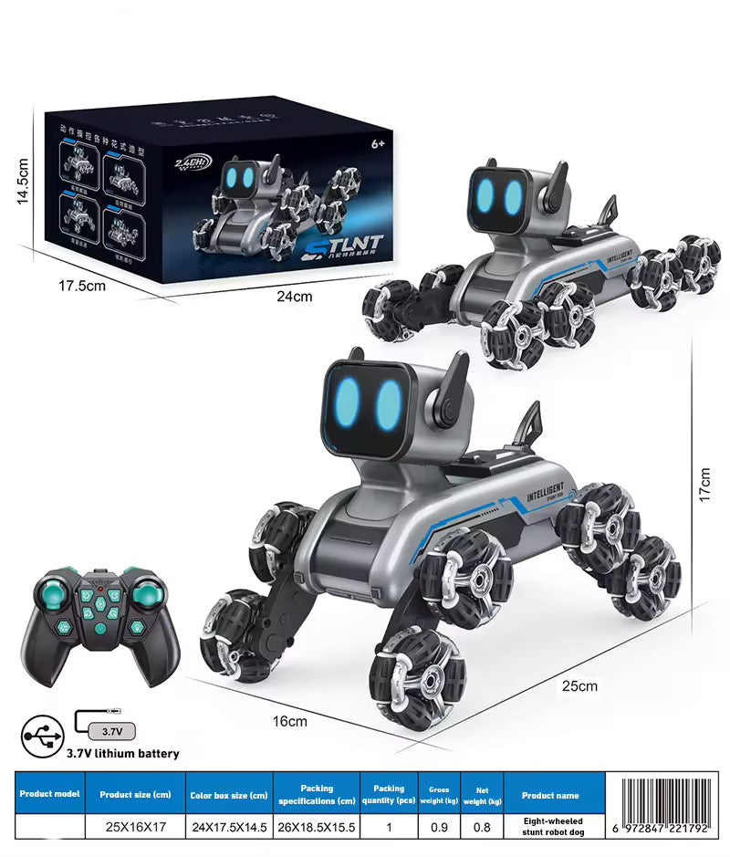 New Robot Toys Electric Double Remote Control Toys Intelligent Machine Dogs Eight-Wheeled Acrobatics Mechanical Dog Children's Toys