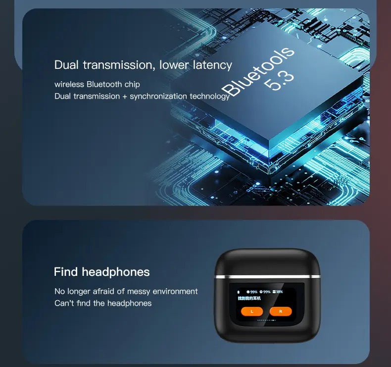 atongm Aktiv səs-küyü ləğv edən Ağıllı Qulaqlıqlar Pro 2 TWS LED Sensorlu Ekranlı Simsiz Bluetooth Qulaqlıq 