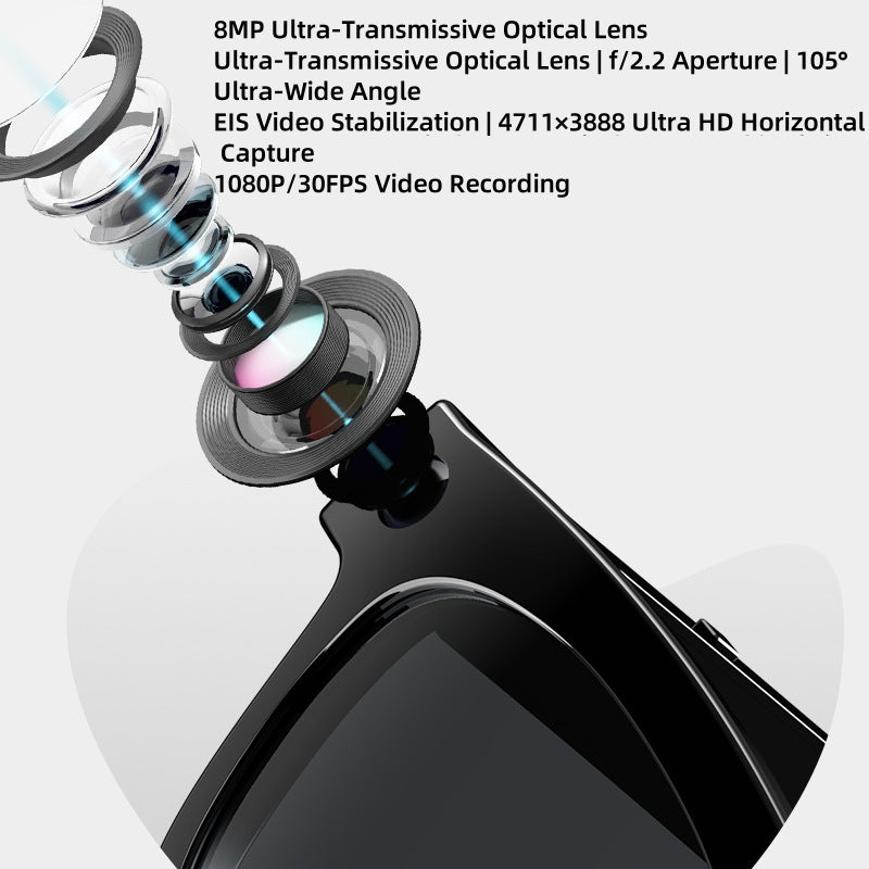 atongm AI MAX Smart Glasses, Supports ChatGPT,with Dual 8MP Lenses, 4K Video Recording, Wi-Fi Transfer, Audio Capture, Stylish Sunglasses Design