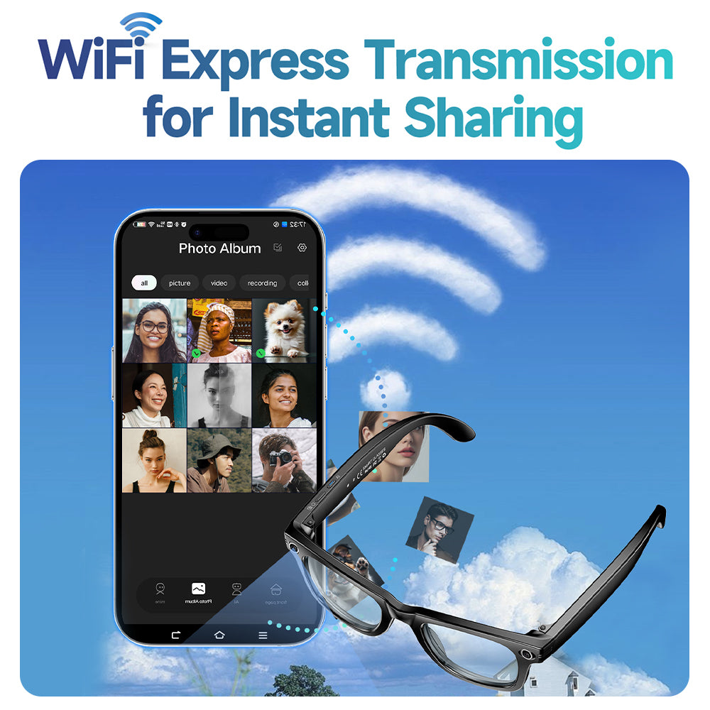 atongm AI MAX Smart Glasses, Supports ChatGPT,with Dual 8MP Lenses, 4K Video Recording, Wi-Fi Transfer, Audio Capture, Stylish Sunglasses Design