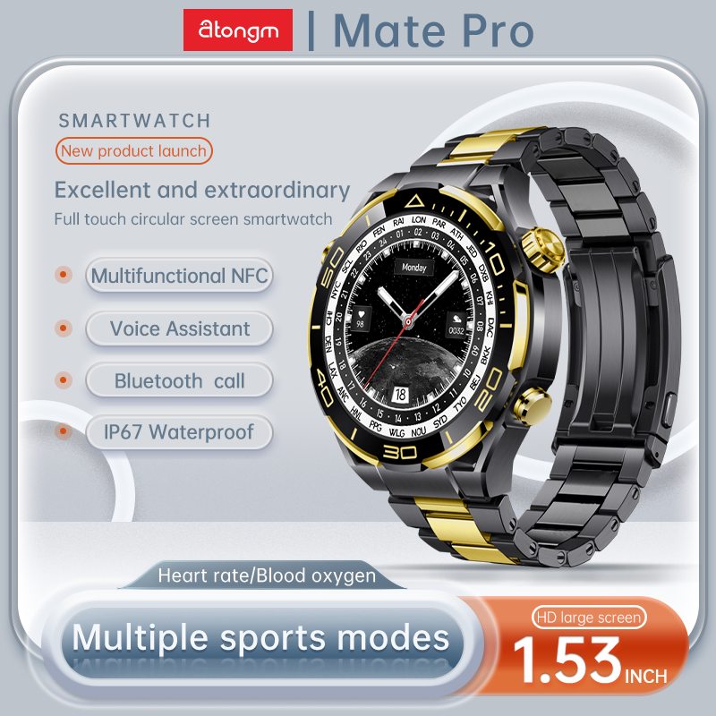 atongm Mate Pro Smart Watch 1.53 düym Səsli / idman rejimi / AI GPT 
