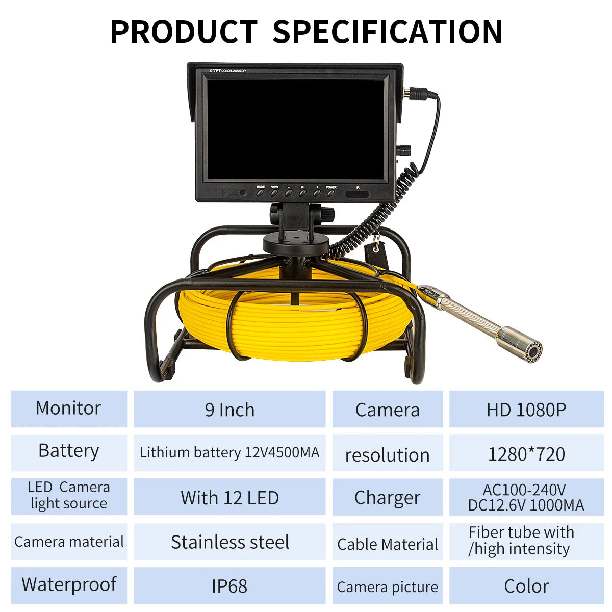 HD boru hattı kamera SYANSPAN IP68 endüstriyel drenaj kanalizasyon boru muayene kamera endoskop