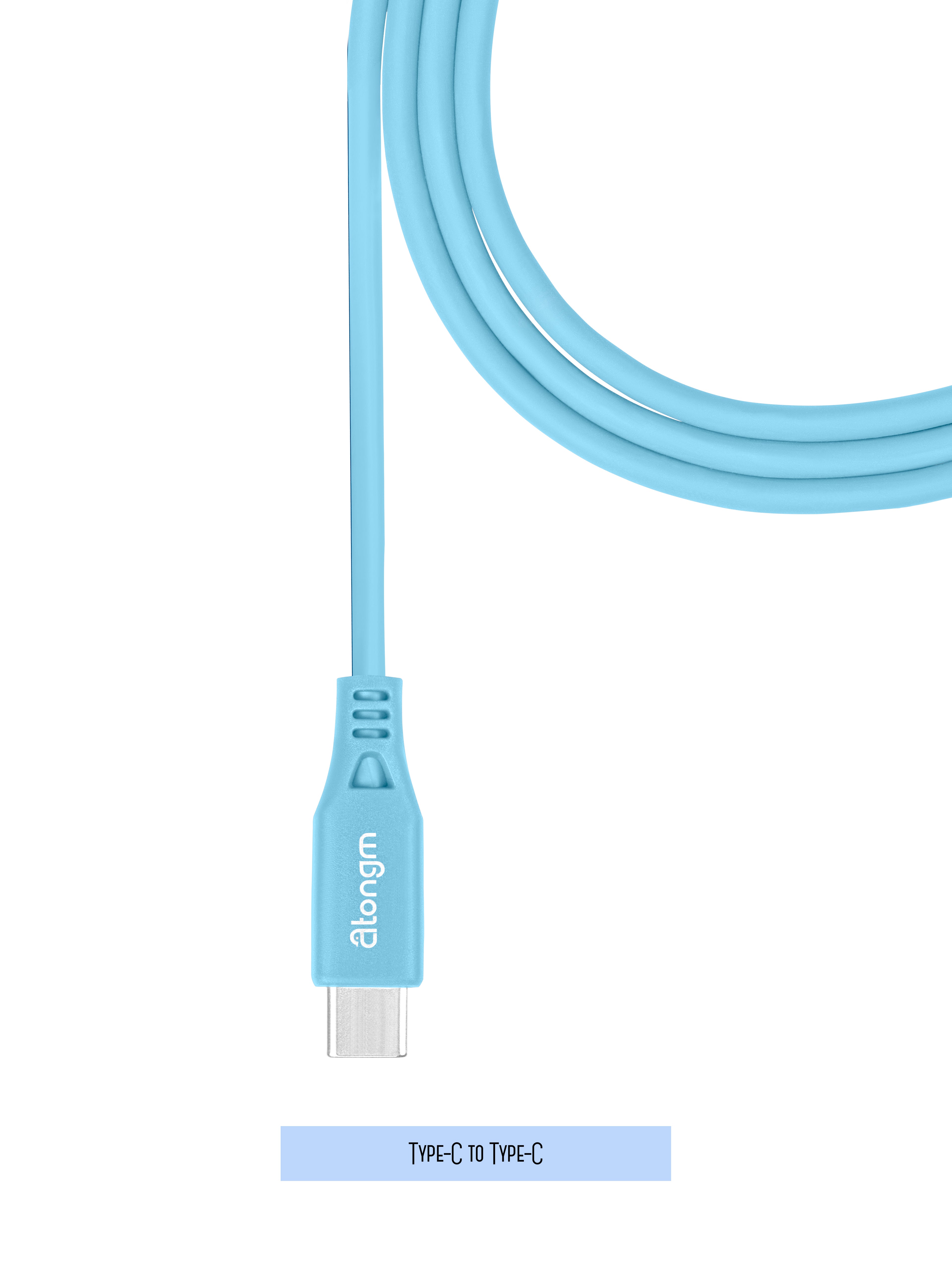 atongm type-c to type-c Kablo 9A/60W Hızlı Şarj Kablosu Örgülü Kırılmaz Kablo-mavi ( Akıllı Çip Teknolojili )