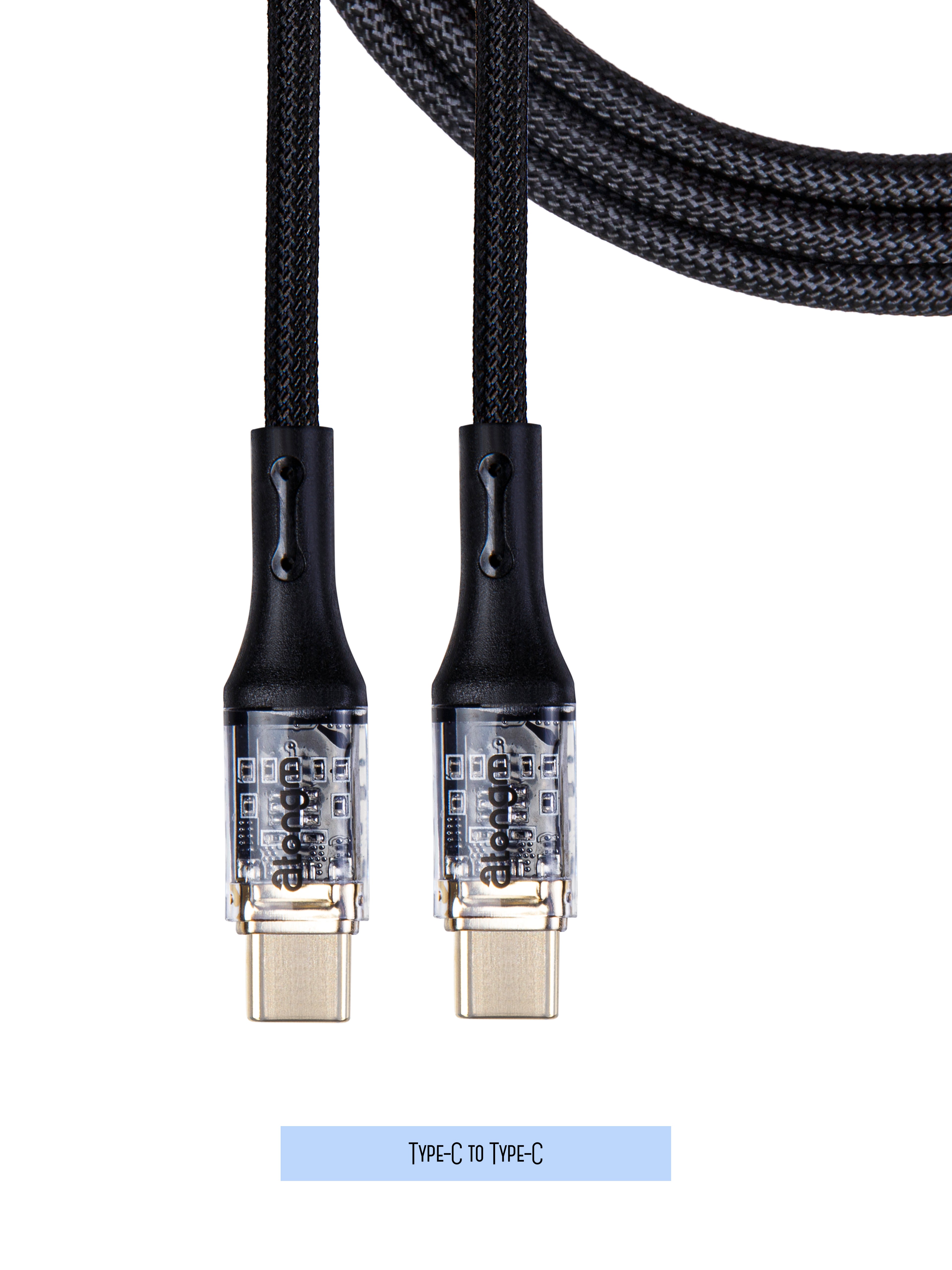 atongm da tipo-c a tipo-c şeffaf Kablo 9A/60W Hızlı Şarj Kablosu Örgülü Kırılmaz Kablo ( Akıllı Çip Teknolojili )
