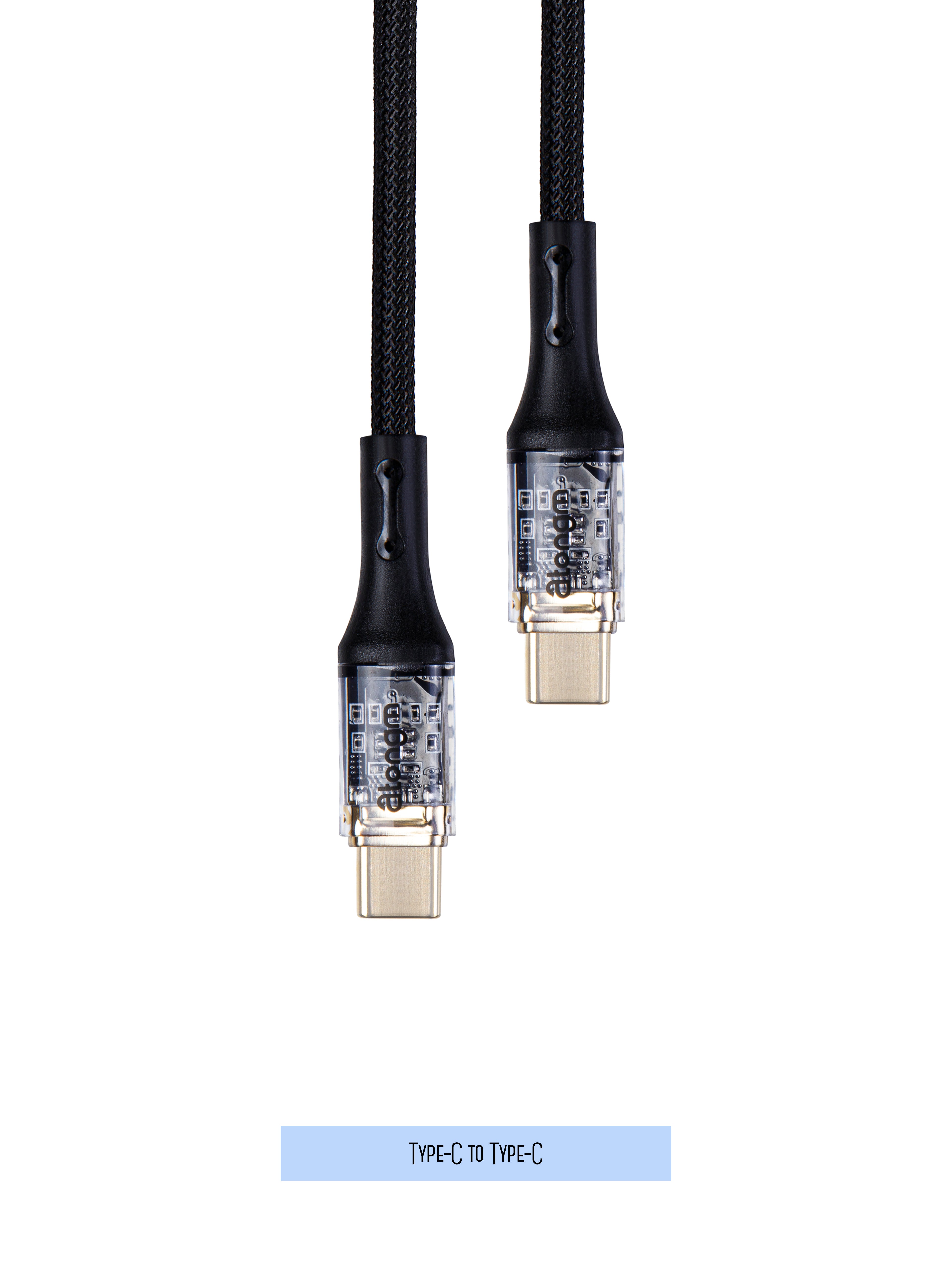 atongm type-c to type-c şəffaf kabel 9A/60W Sürətli doldurma kabeli Örgülü qırılmaz kabel (Smart Chip Texnologiyası ilə)