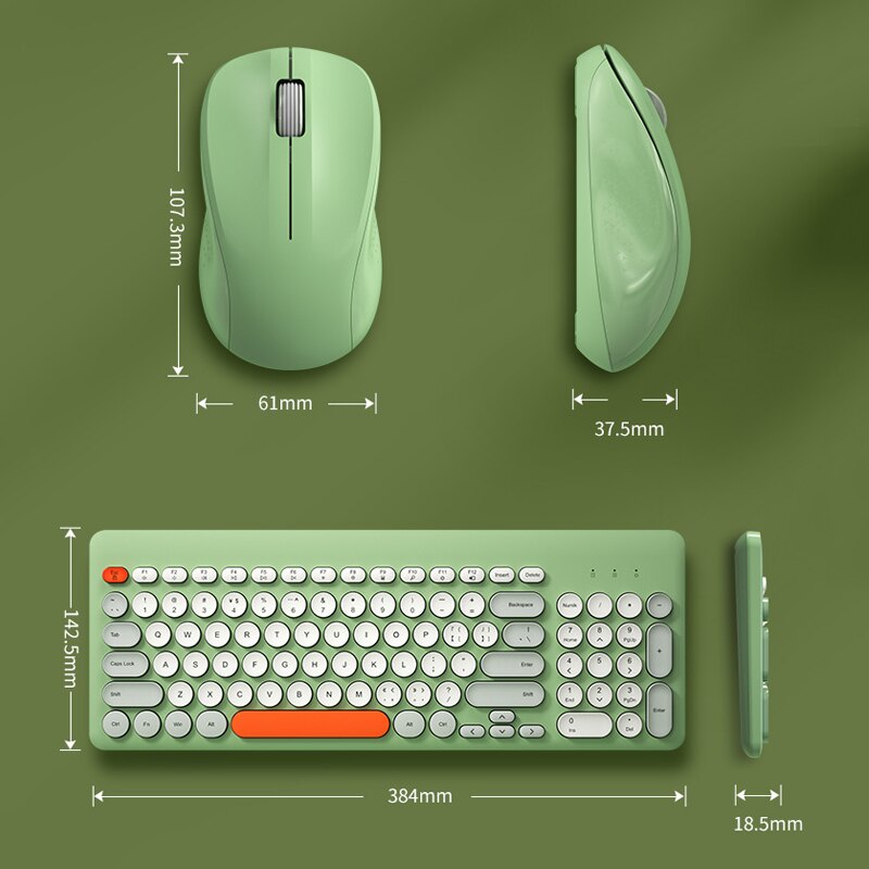 atongm Gaming Klavye ve Fare Yuvarlak Tuş Kapağı Sessiz 2.4G Kablosuz Klavye Fare Şarj Edilebilir Seti PC Oyuncu Bilgisayar Dizüstü