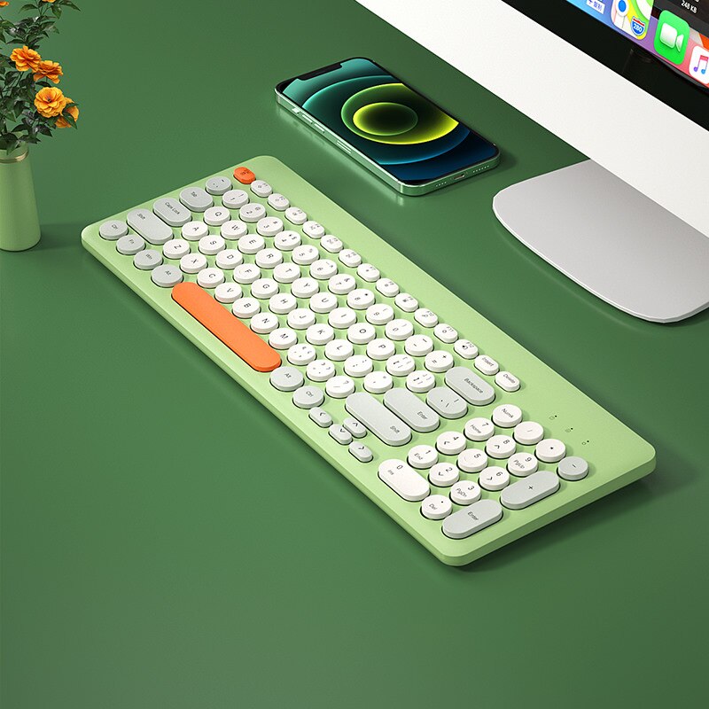 atongm Gaming Klavye ve Fare Yuvarlak Tuş Kapağı Sessiz 2.4G Kablosuz Klavye Fare Şarj Edilebilir Seti PC Oyuncu Bilgisayar Dizüstü