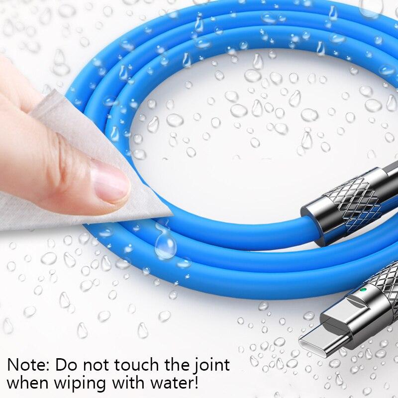 120w 6a Super Fast Charge PD Type-C To Lighting Liquid Silicone Cable Quick Charge 1M 2M USB Cable For IPhone Charger Cable - atongm Turkiye