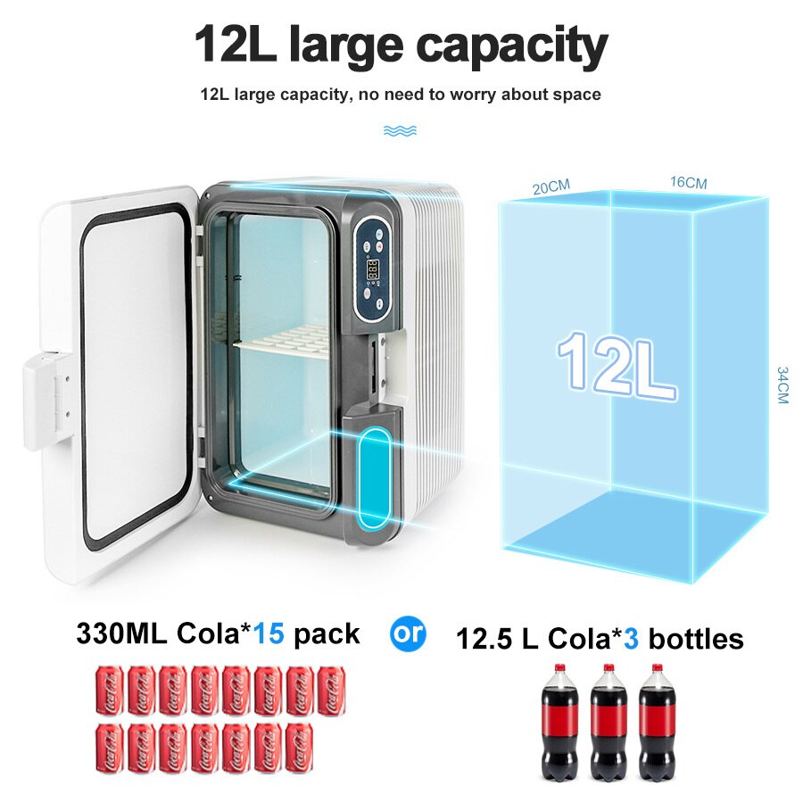 atongm 12L Home/Car Use Portable 24V Car Refrigerator Fishing Skin Care Food Medicines Cooler And Warmer For Home And Travel